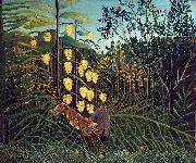 Henri Rousseau Struggle between Tiger and Bull painting